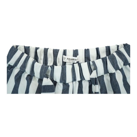 Pull & Bear Blue and White Striped Paperbag Shorts Women’s Large L - Picture 3 of 3